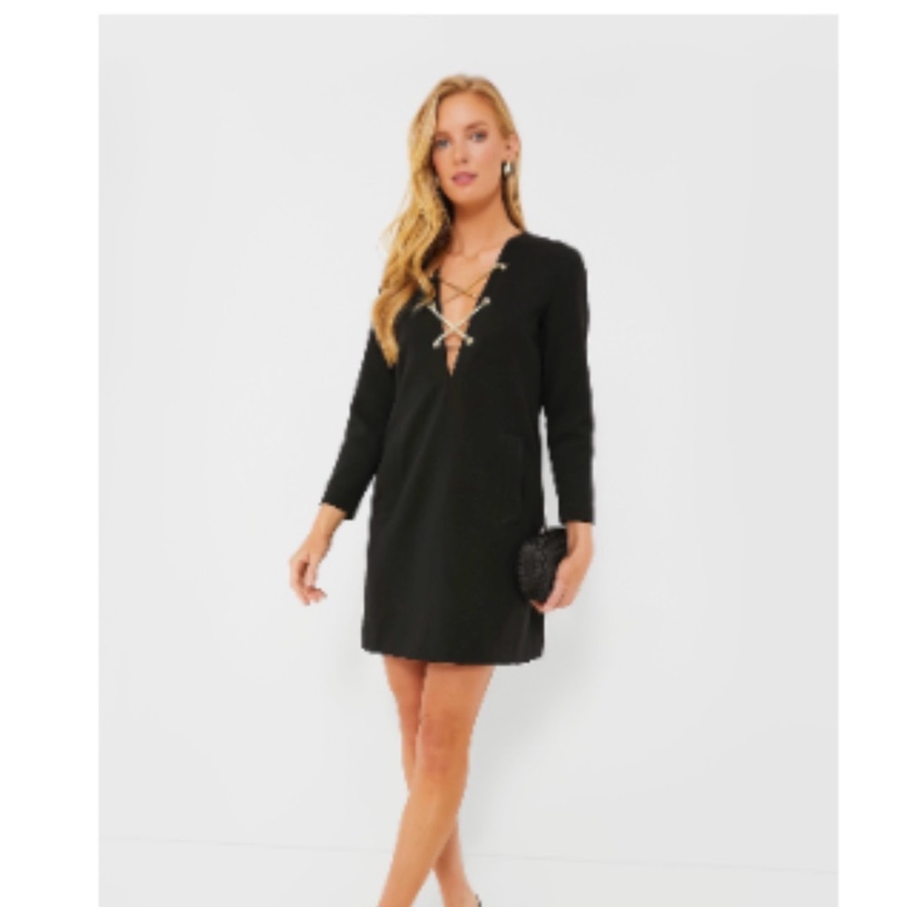 Tuckernuck Black Long Sleeve Dress with Gold Accents